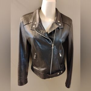 Jimmy's Italian Leather Collection Women's Black Moto Jacket Size 42 /US Size 6